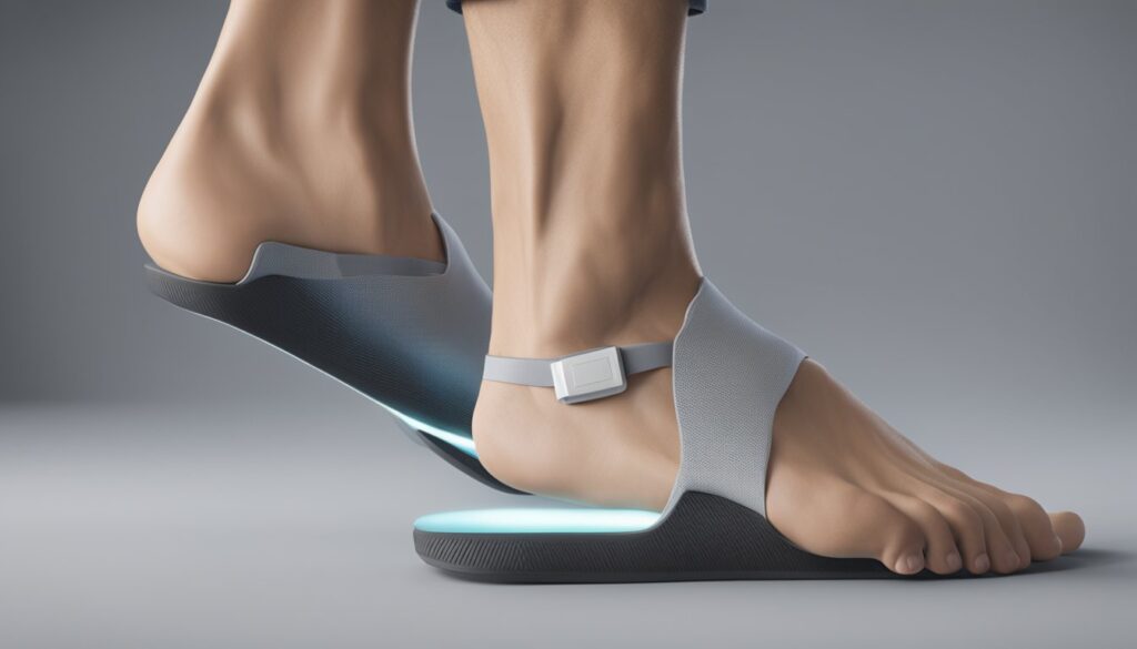 A podiatrist fitting orthotics onto a foot, emphasizing correction over comfort