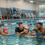 Children participating in swimming lessons in Mississauga