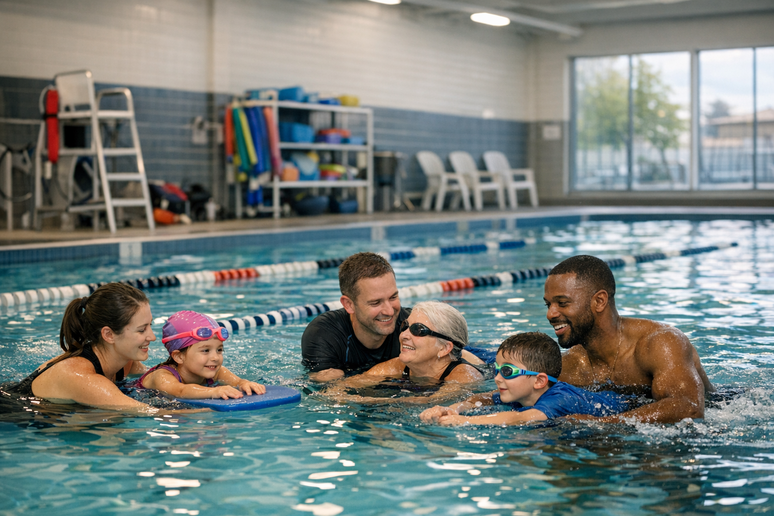 Children participating in swimming lessons in Mississauga
